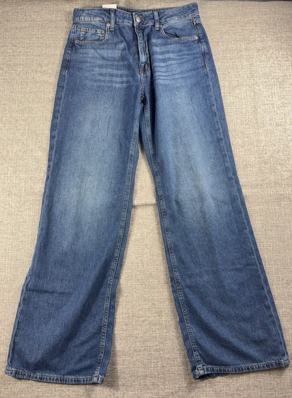 Aero High Rise Wide Leg Jeans Womens 10 NWT Custom Rose Embroidery Dark Wash